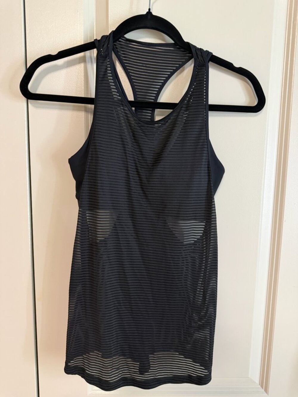 Lululemon Sheer Stripe Racerback Tank with Built-In Bra | Size 4 | Black